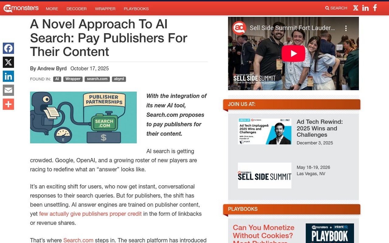 AdMonsters story about Search.com and publisher compensation