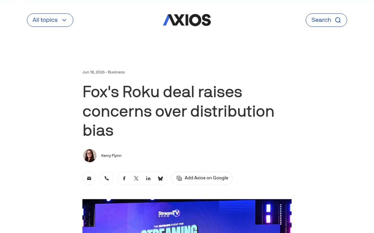 Axios coverage from StreamTV Show 2026