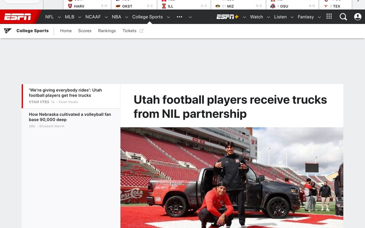 ESPN coverage of the Utah NIL truck program